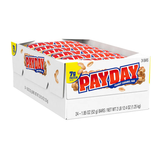 Payday Peanut Caramel, Halloween Candy Bars, 1.85 Oz (24 Count)