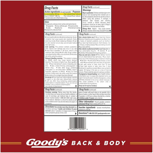 Goody's Back and Body Pain Relief Powder, 24 ct (Pack of 1)