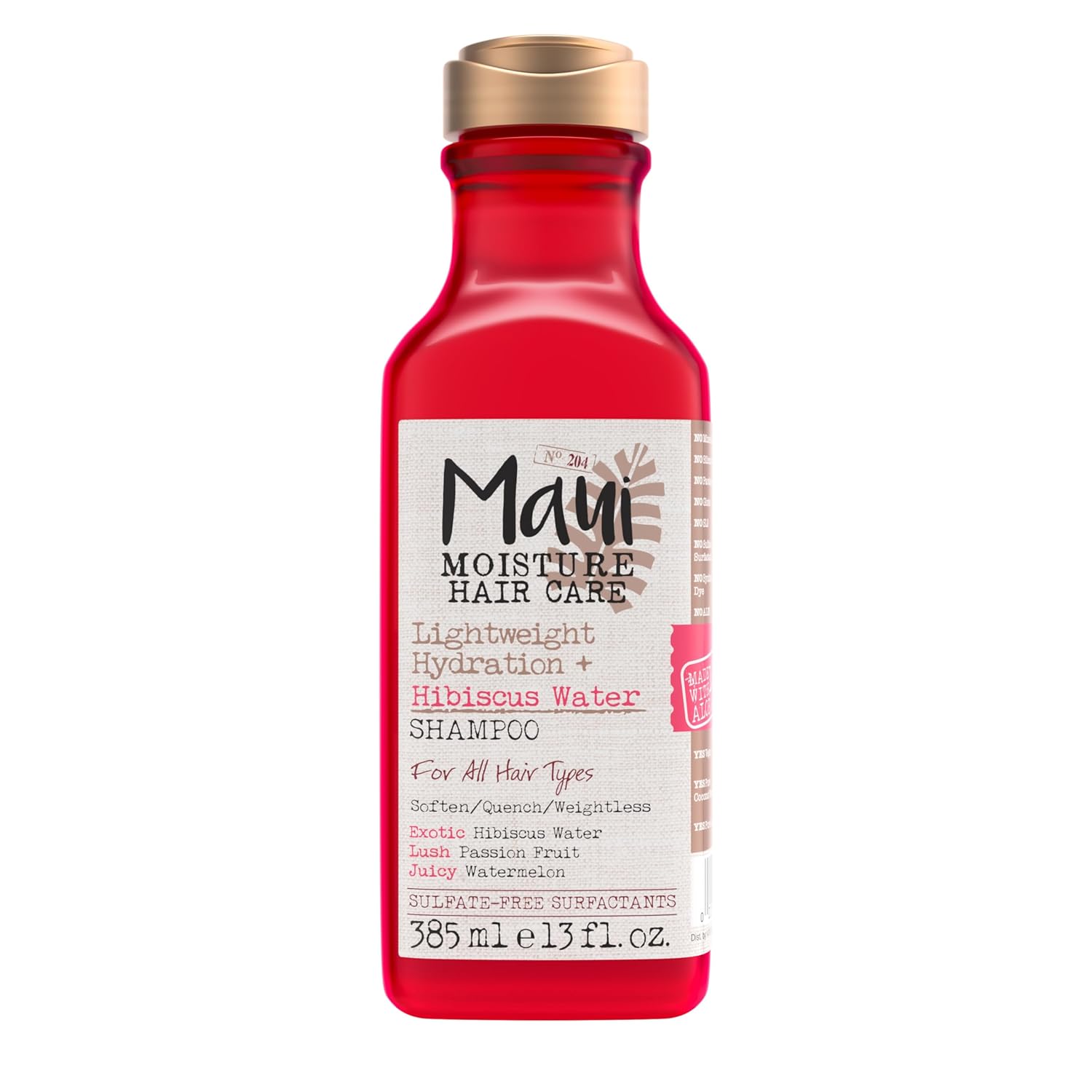 Maui Moisture Lightweight Hydration + Hibiscus Water Shampoo For Daily Moisture, No Sulfates, 13 Fl Oz