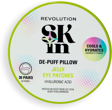Revolution Skin, De-Puff Pillow Hyaluronic Acid Jelly Eye Patches, Hydrogel Patches, Cools & Hydrates Under-Eyes, Vegan & Cruelty-Free, 30 Pairs