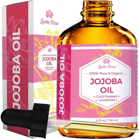 Leven Rose Jojoba Oil + Rose Water For Face Facial Toner Bundle Jojoba Moisturizer For Skin Hair Body And Nails 4 Oz & Pure Moroccan Rosewater 4 Oz