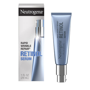 Neutrogena Rapid Wrinkle Repair Retinol Anti-Wrinkle Face Serum With Hyaluronic Acid, Daily Anti-Aging Facial Serum For Fine Lines & Wrinkles, Mineral Oil- & Dye-Free, 1 Fl. Oz