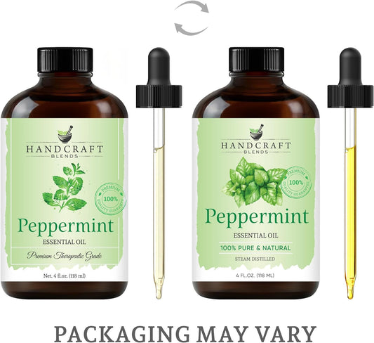 Handcraft Blends Peppermint Essential Oil - Huge 4 Fl Oz - 100% Pure And Natural - Premium Grade With Glass Dropper