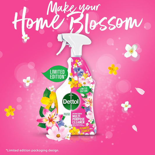 Dettol Flower Power Antibacterial Multipurpose Cleaning Spray | Peony & Rose Fragrance | Limited Edition | 750Ml (Pack Of 6), Floral