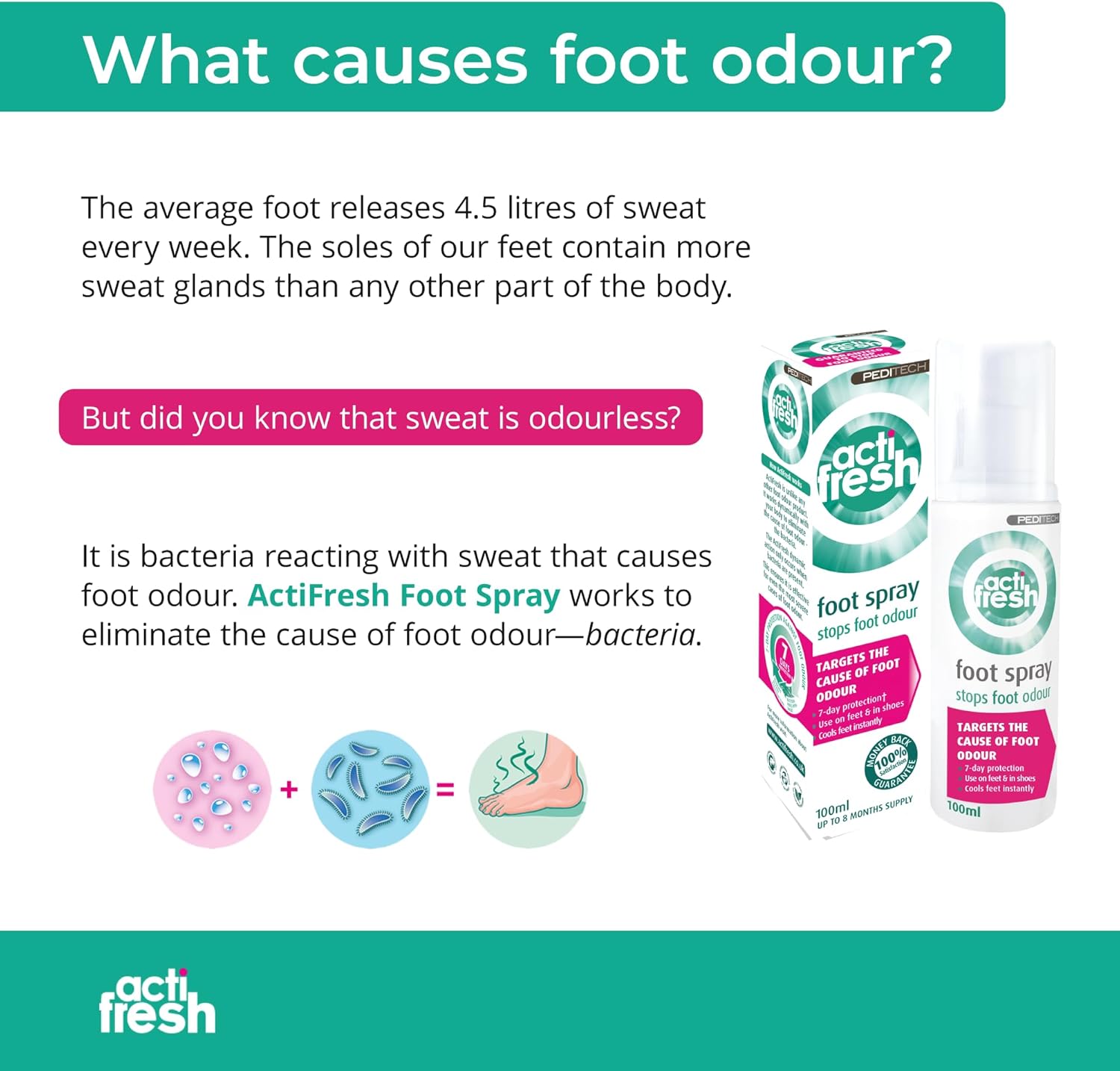 Peditech Acti Fresh Foot Odour Spray - 100Ml