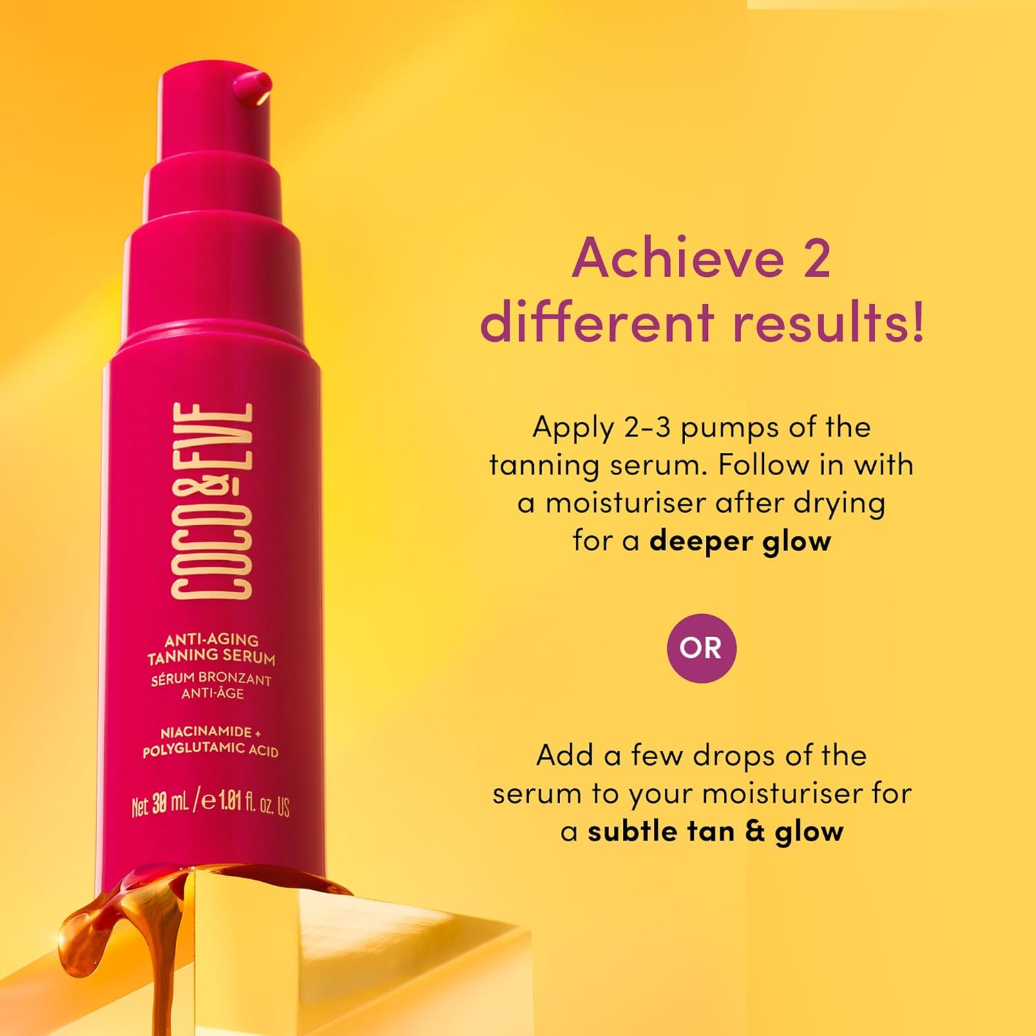 Coco & Eve Anti-Aging Tanning Serum - Face tanner with Skincare Actives for Gradual, Hydrating Glow. Natural Self Tanning Bronzer, with Niacinamide & Antioxidants for Healthy Glowing Skin (30ml) : Amazon.co.uk: Beauty