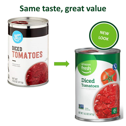 Amazon Fresh, Diced Canned Tomatoes In Tomato Juice, 14.5 Oz (Previously Happy Belly, Packaging May Vary)