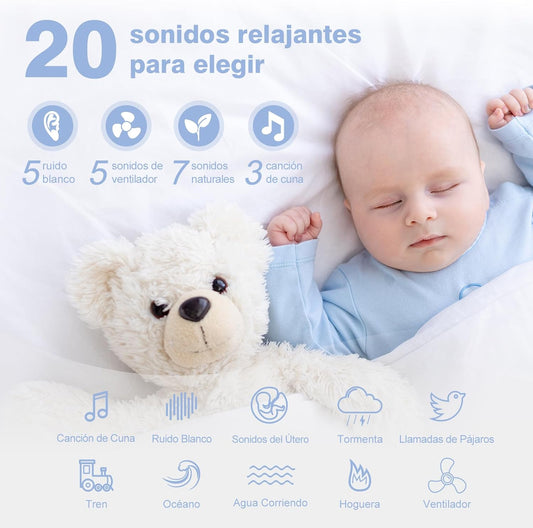 Easy@Home White Noise Sound Machine: Portable 2 in 1 Soother Night Light for Baby - 16 Soothing Lullaby Sounds - Sound Therapy for Home - USB Rechargeable GM-02