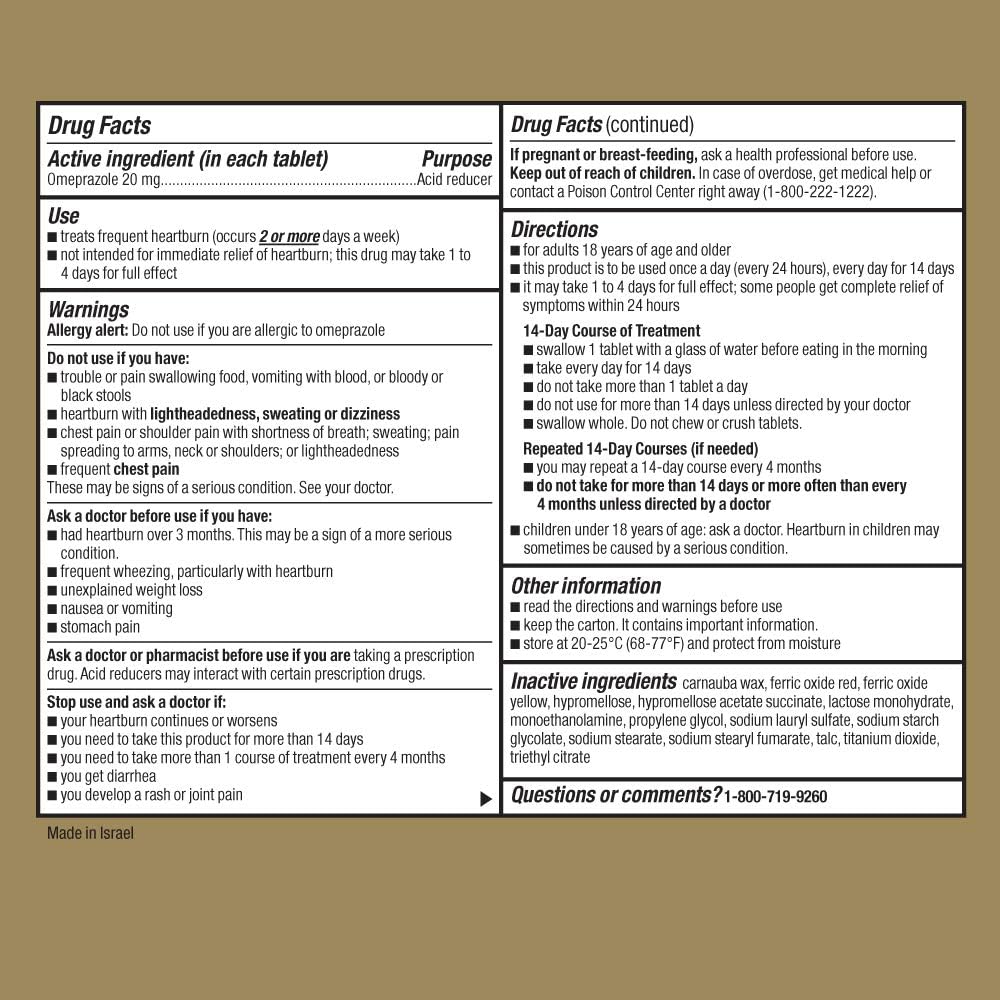 Goodsense Omeprazole Delayed Release Tablets 20 Mg, Stomach Acid Reducer For Frequent Heartburn Treatment, 42 Count : Health & Household