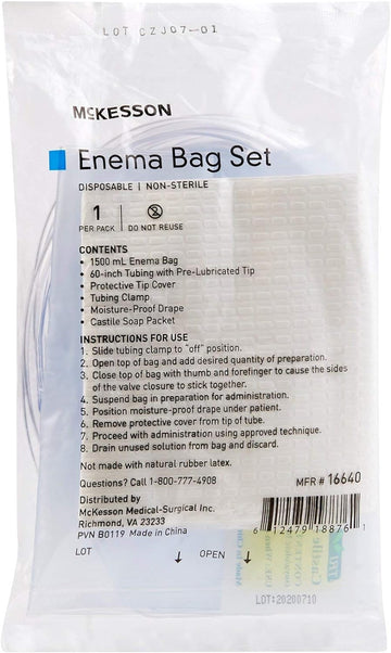 McKesson Enema Bag Set, Non-Sterile, Single Use, Disposable, 50 Count