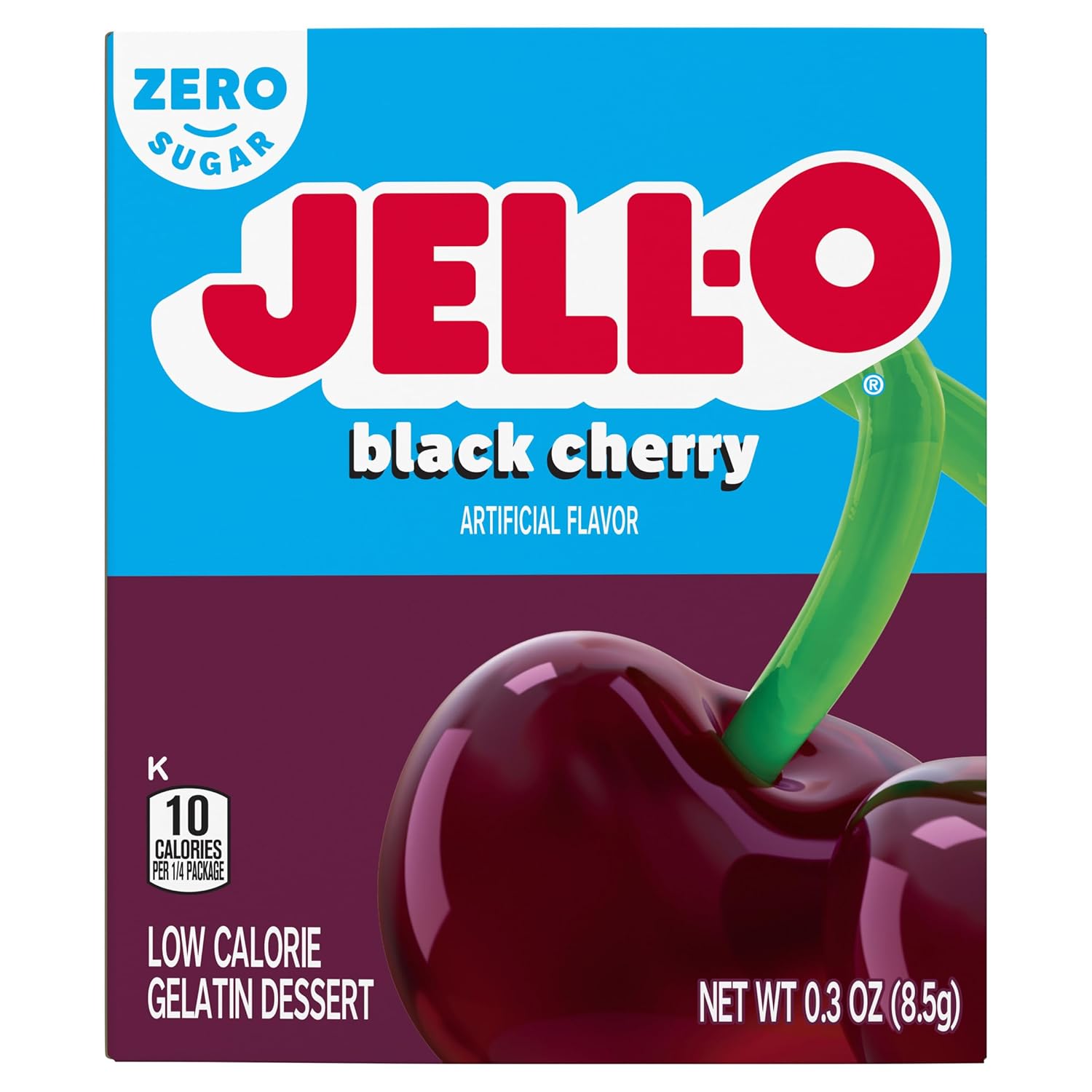 Jell-O Black Cherry Sugar Free Gelatin Dessert Mix, 0.3 Ounce (Pack Of 24)