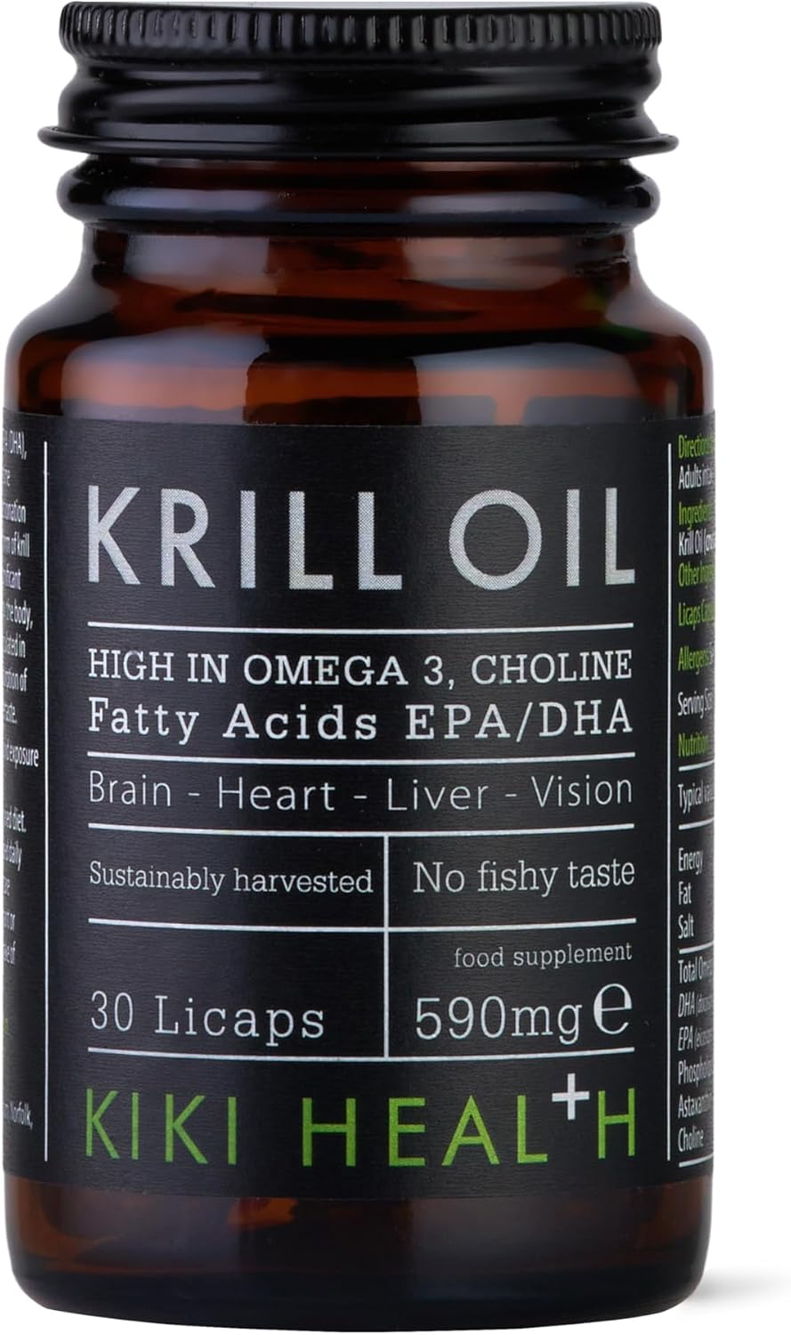 Kiki Health Krill Oil Capsules High Strength 590Mg - Naturally Rich In Long-Chain Fatty Acids Epa & Dha, Support Heart, Brain, Liver, & Vision - Omega 3 Fish Oil Alternative, Gluten Free - 30 Capsules
