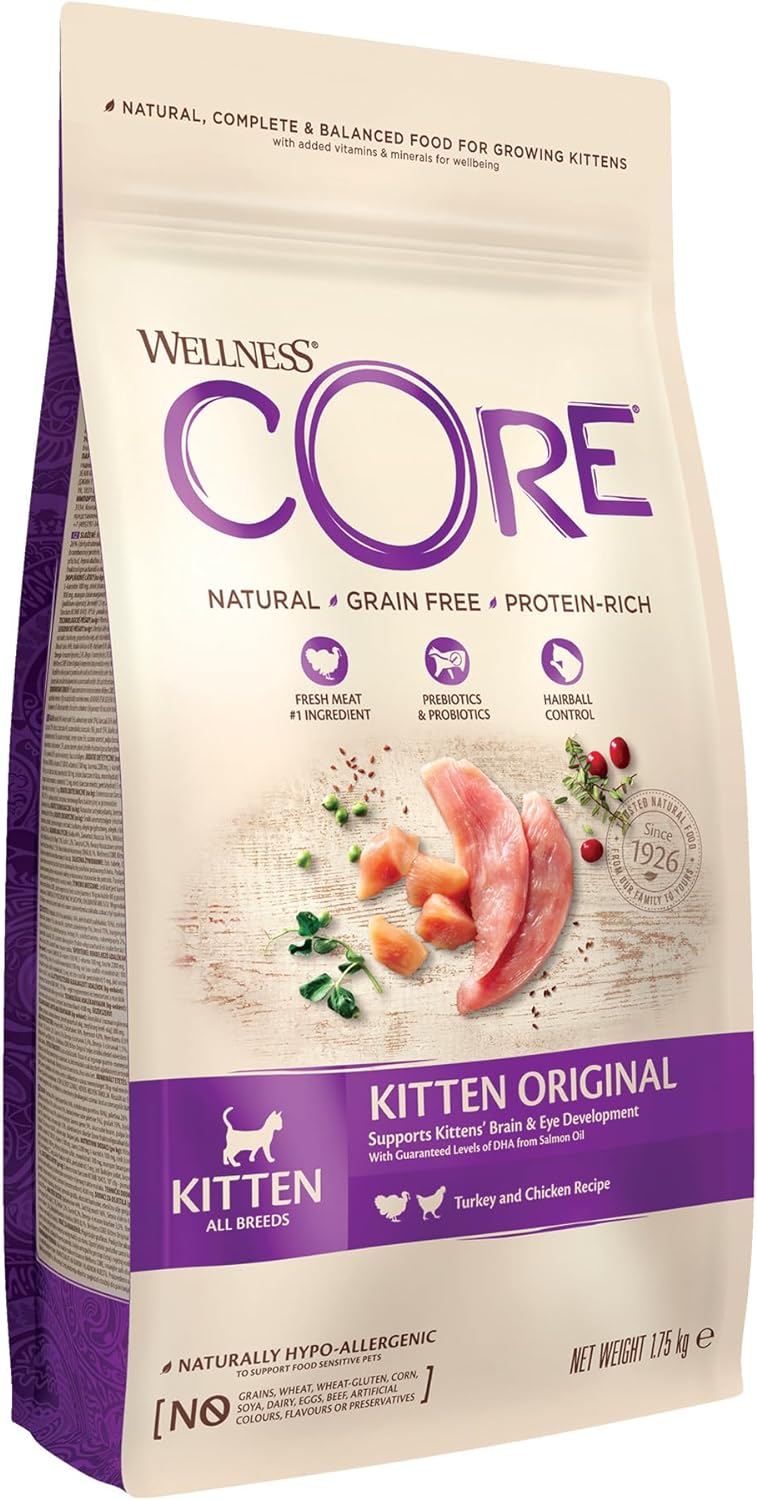 Wellness CORE Kitten Original, Dry Cat Food, Kitten Food Dry, Grain Free, High Meat Content, Chicken & Turkey, 1.75 kg?10728