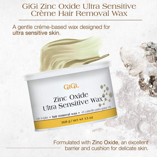 Gigi Zinc Oxide Ultra Sensitive Hair Removal Wax, Gentle And On Extra-Delicate Skin, 13 Oz., 1-Pc