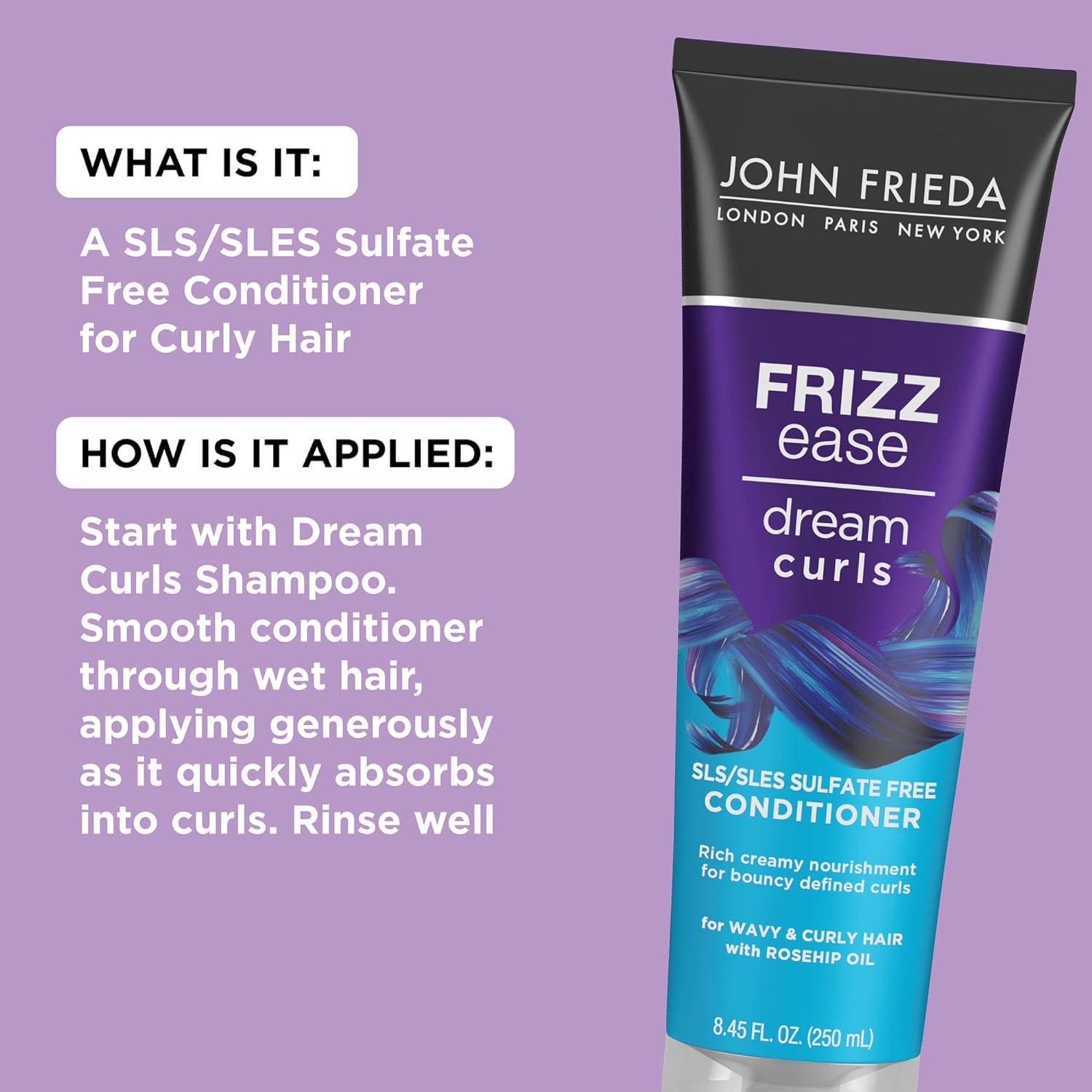 John Frieda Anti Frizz Hair Care Set, Frizz Ease Dream Curls Shampoo and Conditioner Set and Cream Oil, Hydrates and Defines Curly, Wavy Hair, Helps Control Frizz, SLS/SLES Sulfate Free 3 Piece Set : Beauty & Personal Care