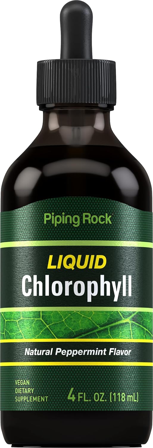 Piping Rock Liquid Chlorophyll Drops | 4 Fl Oz | Peppermint Flavor | Vegan, Non GMO, Gluten Free Supplement