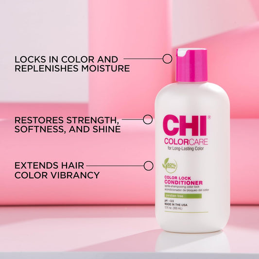 Chi Colorcare Color Lock Conditioner, Locks In Color & Replenishes Moisture For Color-Treated Hair, Sulfate, Paraben, & Cruelty-Free, 12 Oz