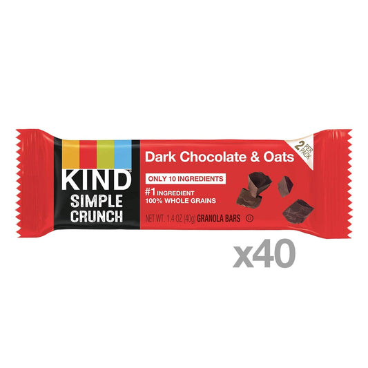 Kind Simple Crunch Bars, Dark Chocolate & Oats, 56 Oz, 40 Count, Pack Of 8