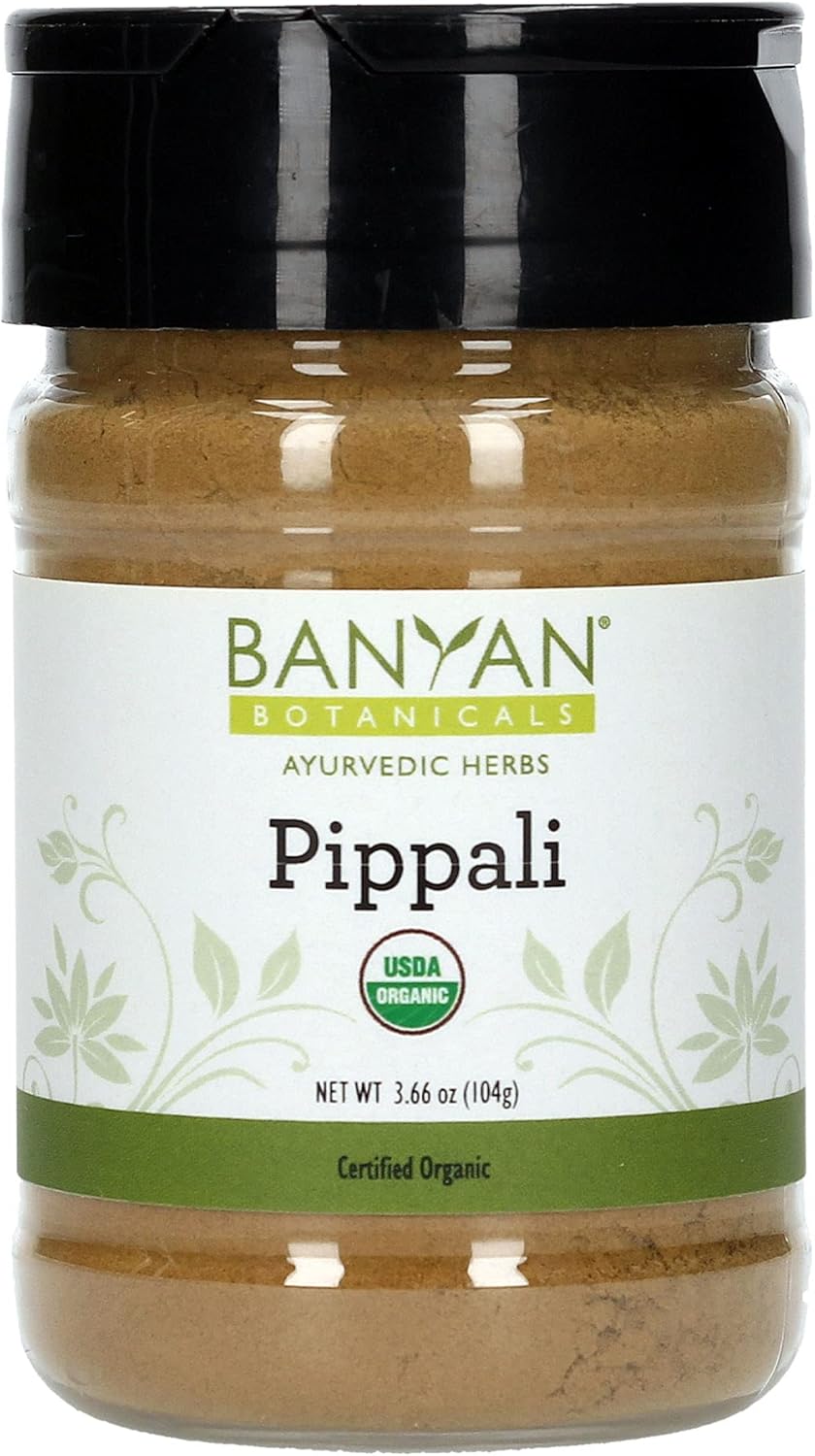 Banyan Botanicals Organic Pippali Powder - Piper Longum - Certified USDA Organic - Spice Jar - Long Pepper - Ayurvedic Cooking Spice with Digestive and Respiratory Benefits