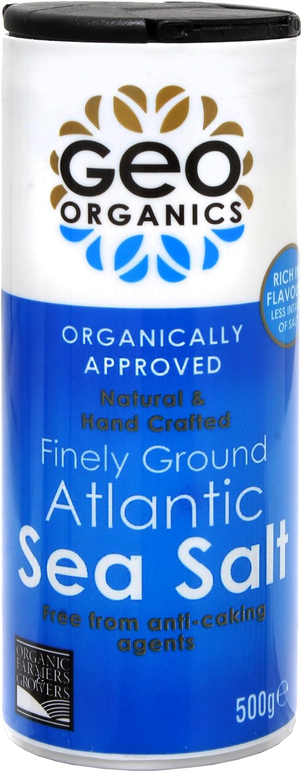 Geo Organics Atlantic Sea Salt Shaker 500g (Pack of 6) | Organically Approved Fine Sea Salt | Natural & Hand Crafted | Additive-Free, Non-GMO, Gluten-Free, Vegan | Free From Anti-Caking Agents : Amazon.co.uk: Grocery