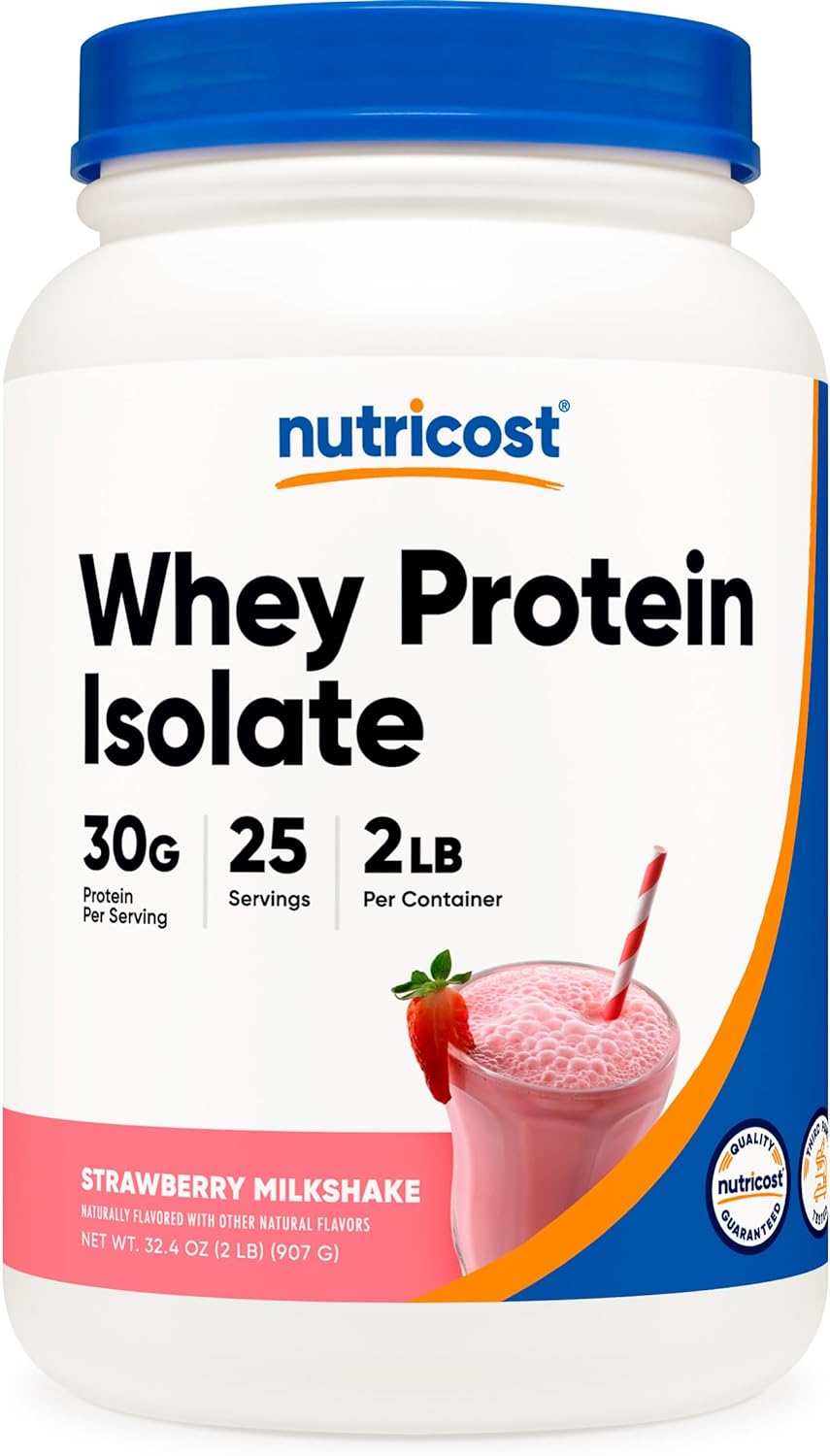 Nutricost Whey Protein Isolate (Strawberry Milkshake) 2LBS2 Pound (Pac