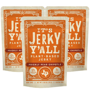 It's Jerky Y'all Plant Based Jerky CHIPOTLE | Beyond Tender and Tasty Vegan Snacks | Non-GMO, Gluten Free & Vegetarian (3 Pack)