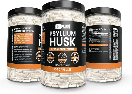 Pure Original Ingredients Psyllium Husk (730 Capsules) No Magnesium Or Rice Fillers, Always Pure, Lab Verified