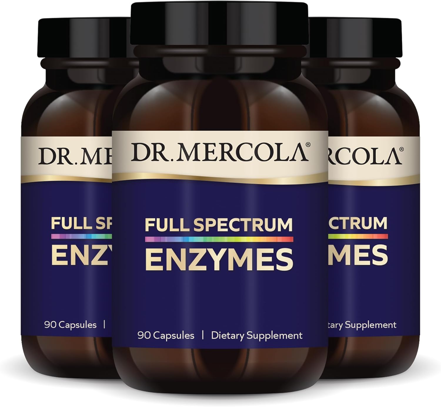 Dr. Mercola, Full Spectrum Enzymes Dietary Supplement, 270 Servings, 3-Pack (270 Capsules), Digestive Support, Non Gmo, Soy Free, Gluten Free