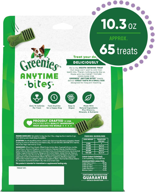 Greenies Anytime Bites Dog Treats, Blueberry Flavor, 10.3 Oz. Bag