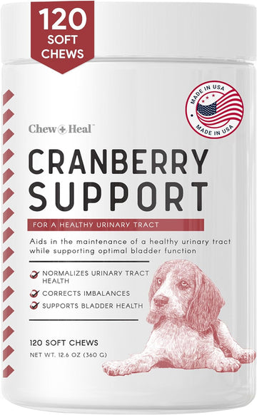Dog UTI Treatment – 120 Cranberry Soft Chew Supplements for a Healthy Urinary Tract and Bladder Control – Made with Echinacea and Vitamin C – Corrects Imbalances