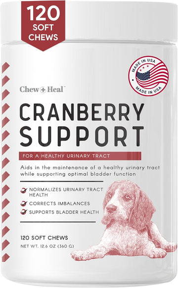 Dog Uti Treatment – 120 Cranberry Soft Chew Supplements For A Healthy Urinary Tract And Bladder Control – Made With Echinacea And Vitamin C – Corrects Imbalances