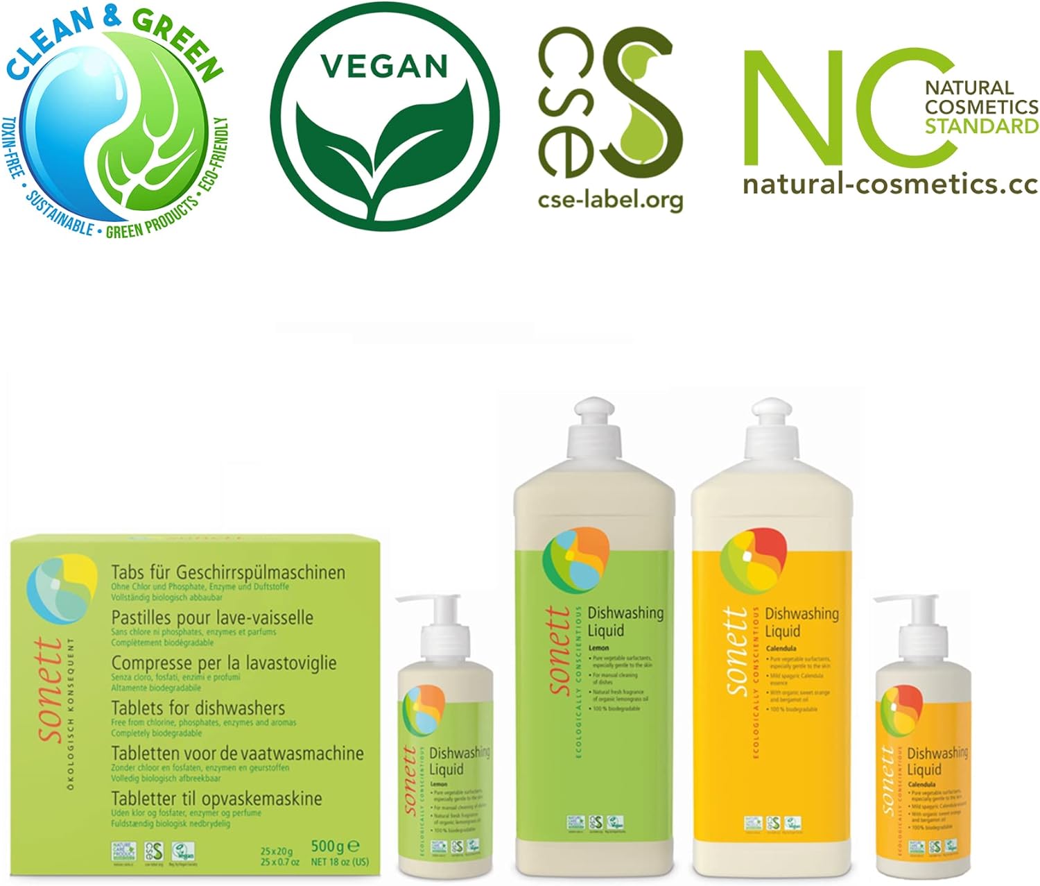 Sonett Organic Dishwashing Liquid Organic 100% Biodegradable (Lemon, 34 Fl.Oz (1 Count)) : Health & Household