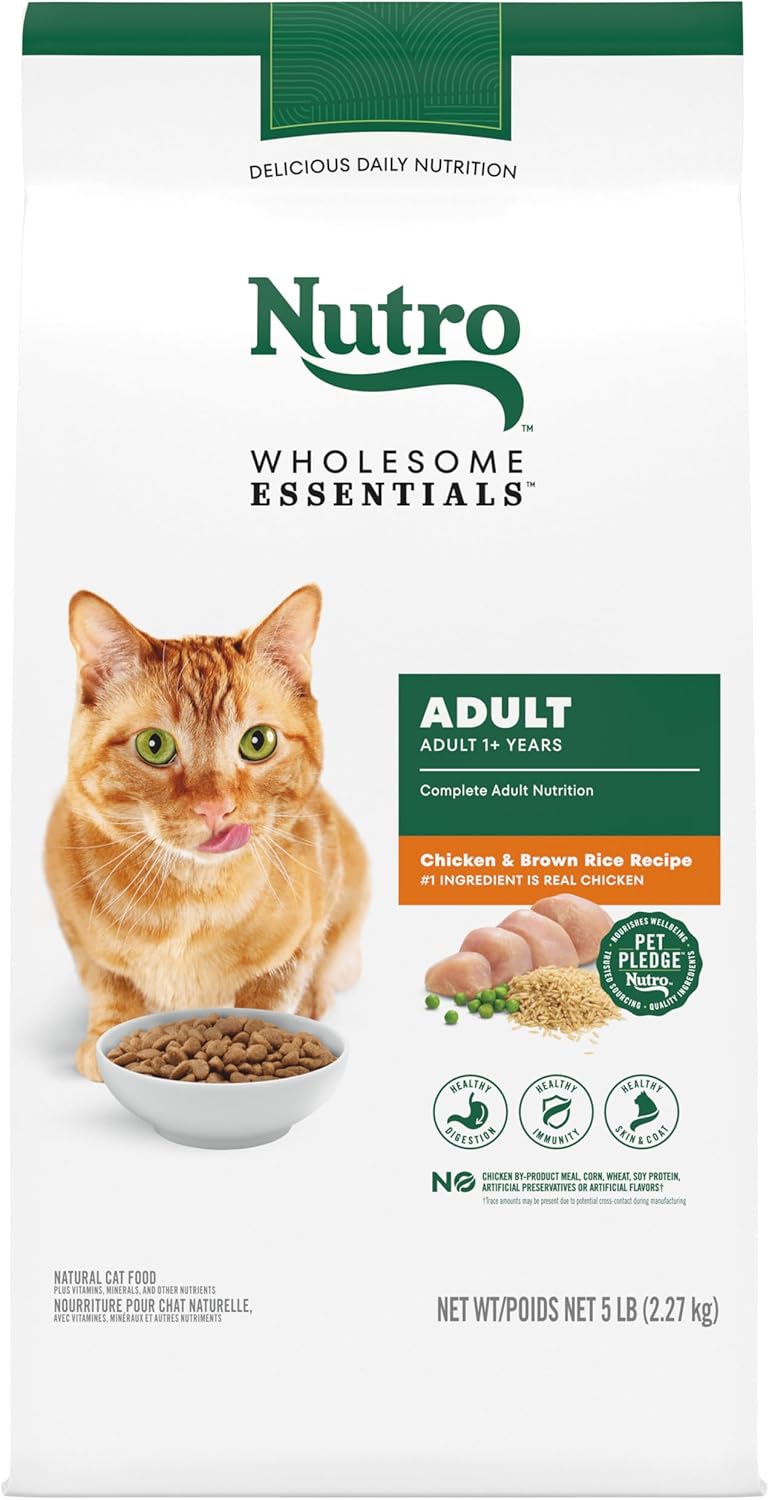 Nutro Wholesome Essentials Adult Dry Cat Food, Chicken & Brown Rice Recipe, 5 Lbs