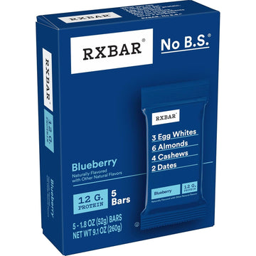 Rxbar Protein Bars, Protein Snack, Snack Bars, Blueberry, 9.1Oz Box (5 Bars)