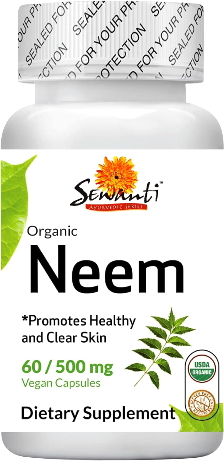 Sewanti Neem Supplement Capsules -Natural Ayurvedic Herbal Cleanser and Purifier, Immune Support & Skin Health Supplement -Clear Skin - High Potency Extract Capsules 500mg