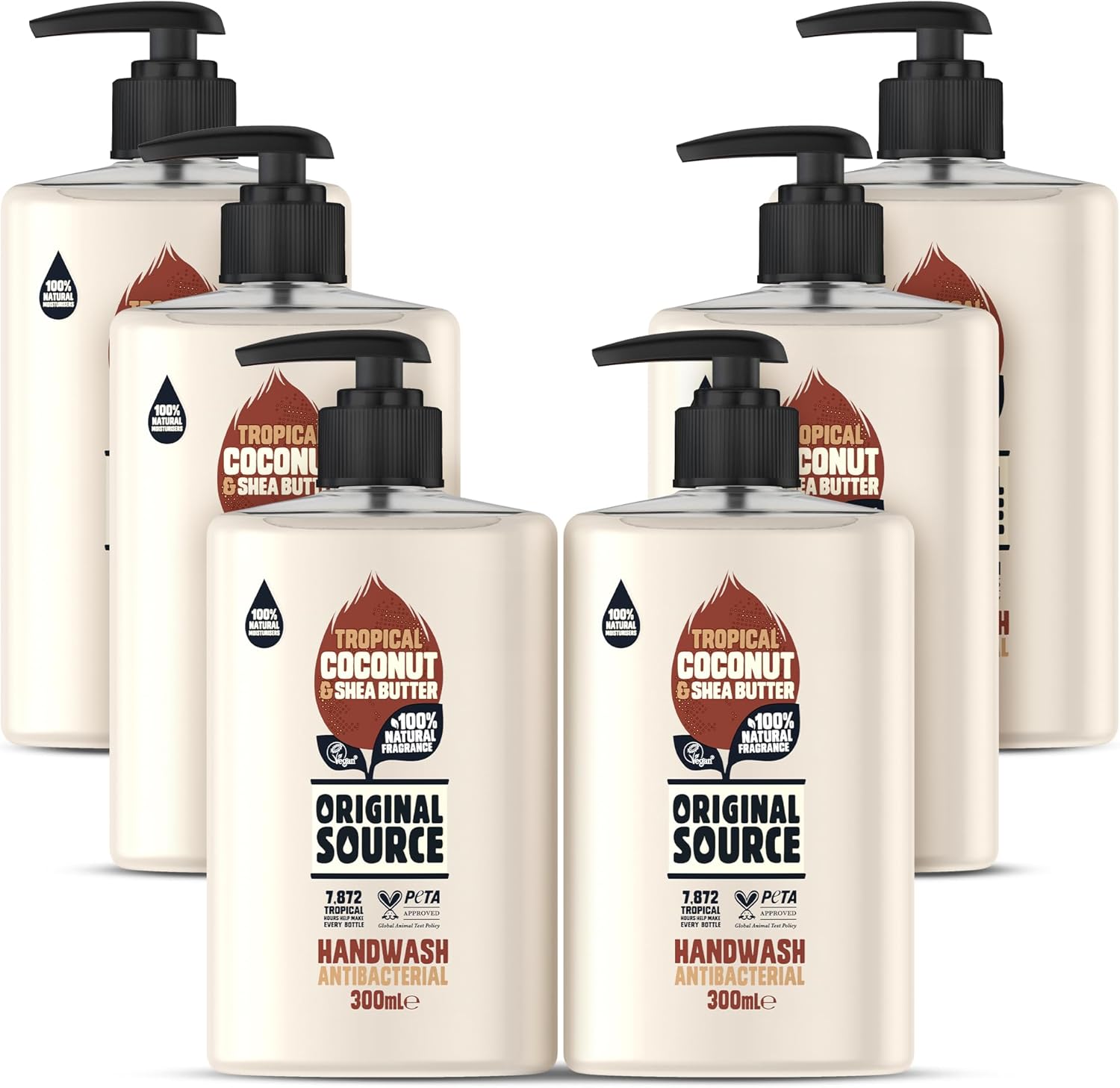 Original Source Coconut and Shea Butter Handwash with 100% Natural Fragrance, Vegan Handwash, Antibacterial, Natural Moisturisers, Multipack of 6 x 300 ml : Amazon.co.uk: Beauty
