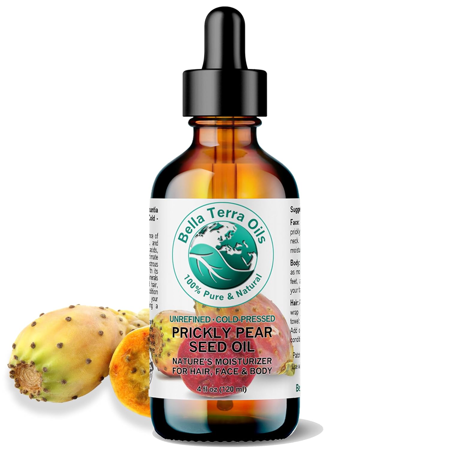 Bella Terra Oils - Prickly Pear Oil 4 oz - Extracted from Cactus Pear, Enriched with Omega-6, Vitamin K, Experience The Opulence of Nature