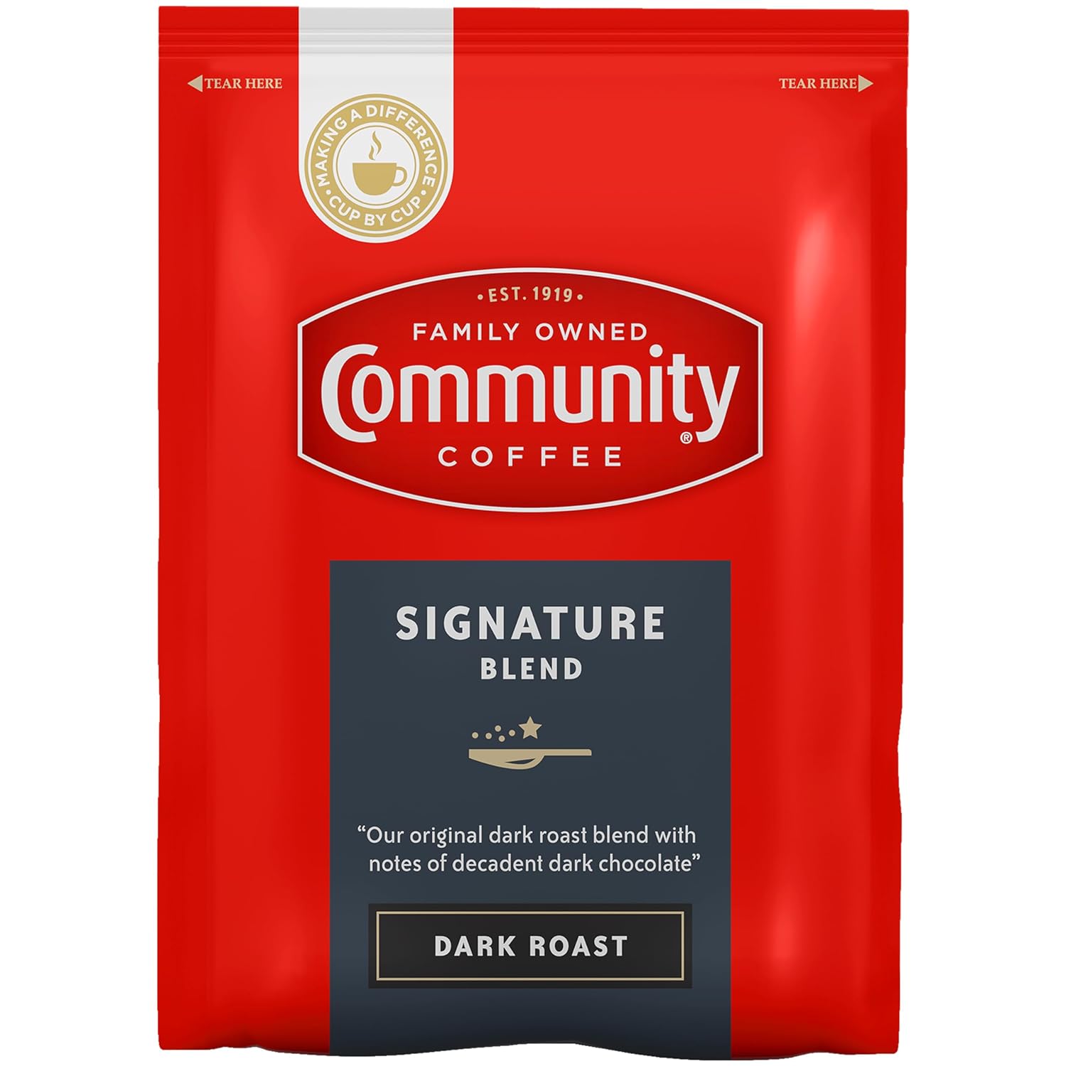 Community Coffee Signature Blend, Dark Roast Pre-Measured Coffee Packs, 3.0 Ounce Bag (Box of 20)