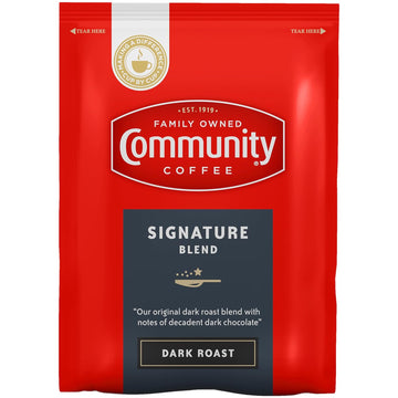 Community Coffee Signature Blend, Dark Roast Pre-Measured Coffee Packs, 2.5 Ounce Bag (Box of 40)