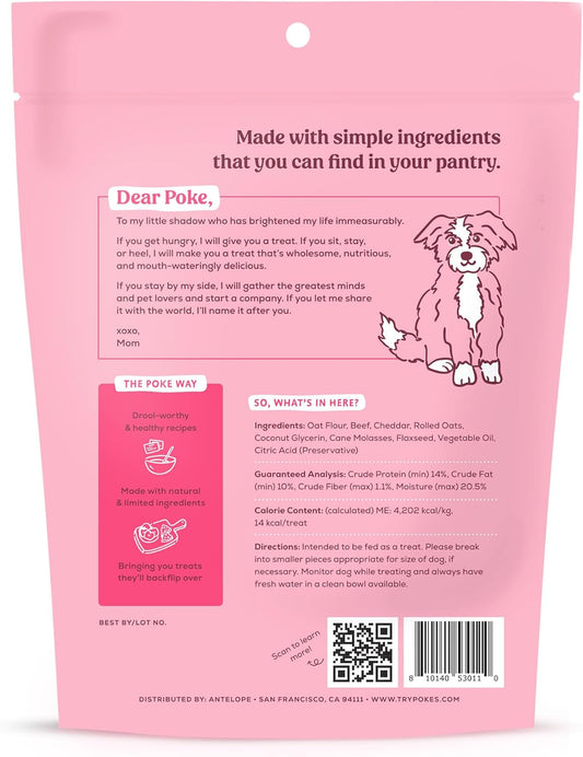 Poke'S More Cheez Please Dog Treats – Soft & Chewy, Beef & Cheese Recipe – Limited Ingredient Natural Dog Treats Made In The Usa – Wheat-Free, 8Oz