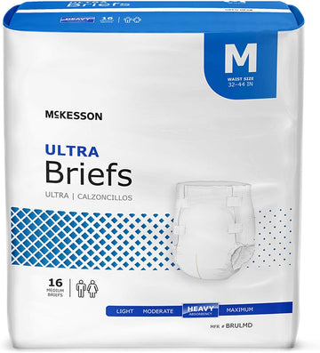 Mckesson Ultra Briefs, Incontinence, Heavy Absorbency, Medium, 16 Count, 5 Packs, 80 Total