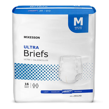 McKesson Ultra Briefs, Incontinence, Heavy Absorbency, Medium, 16 Count, 5 Packs, 80 Total