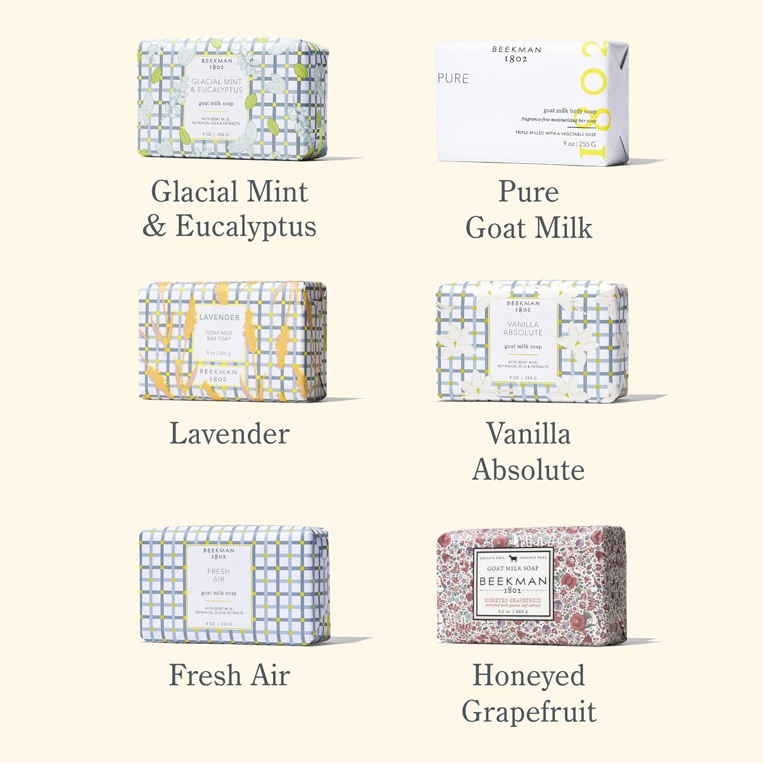 Beekman 1802 Goat Milk Bar Soap Gift Set - 9 Oz - Nourishes, Moisturizes & Hydrates - 100% Vegetable Soap With Lactic Acid - Good For Sensitive Skin - Cruelty Free - Gift Box Included : Beauty & Personal Care