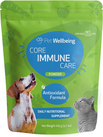 Pet Wellbeing Core Immune Care For Dogs & Cats - Daily Antioxidant Support For Pets Of All Ages - Vet-Formulated - 3.7 Oz (105 G) Powder