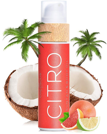 Cocosolis Citro Tanning Accelerator - Organic Tanning Oil With Vitamin E & Citrus Scent For A Quick, Intensive Tan - Tanning Enhancer For A Rich Chocolate Tan - Nourishing Body Lotion