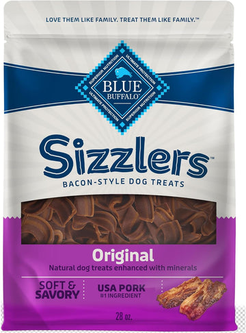 Blue Buffalo Sizzlers Bacon-Style Original Flavor Dog Treats With Real Usa Pork 28 Oz