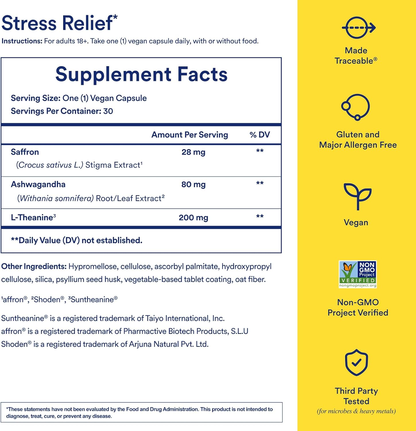 Ritual Stress Relief Supplement BioSeries with 8-Hour Release Support (Shoden® Ashwagandha, Suntheanine® L-Theanine, and Saffron as affron®*) 30 Day Supply : Health & Household