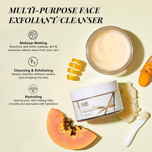 Anai Rui Turmeric Makeup Remover Balm, Turmeric Cleansing Balm, Face Exfoliator For Melting Makeup, Cleansing Pores & Blackheads, Hydrating, Smooth Skin, 3.5Oz