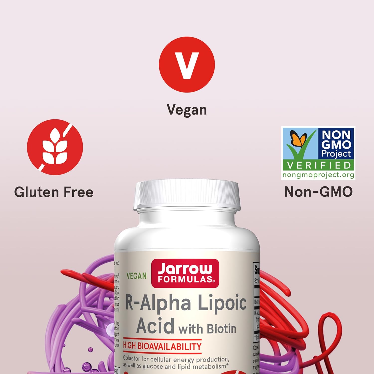 Jarrow Formulas R-Alpha Lipoic Acid 100 mg With Biotin, Dietary Supplement for Cellular Energy Production, Glucose and Lipid Metabolism and Antioxidant Support, 60 Veggie Capsules, 60 Day Supply : Health & Household