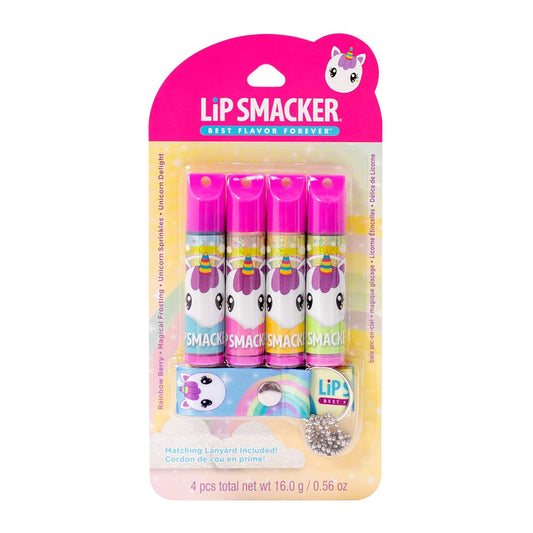 Lip Smacker Flavored Lip Balm Set With Lanyard, Unicorn, Lip Care to Moisturize Dry Lips